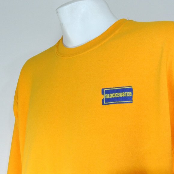 BLOCKBUSTER VIDEO Vintage Yellow Sweatshirt Employee Uniform Shirt NEW - Picture 2 of 10